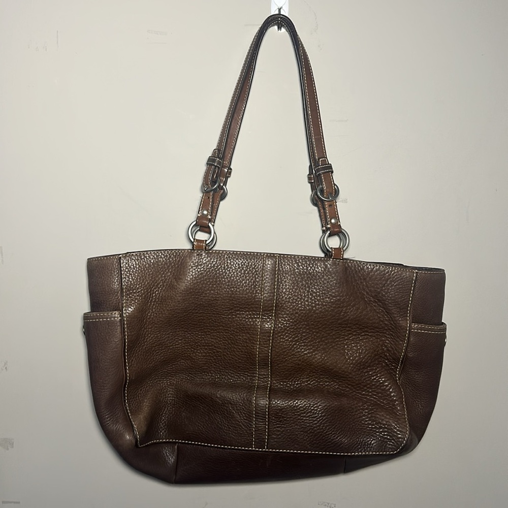 Coach Brown Leather Shoulder Tote - Picture 5 of 13